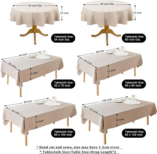 Miniatura 6 de AUSSPVOCT - Mantel redondo texturizado de 50 pulgadas, para mesas hasta 35 pulgadas de diámetro, impermeable, fácil de limpiar y antiarrugas
