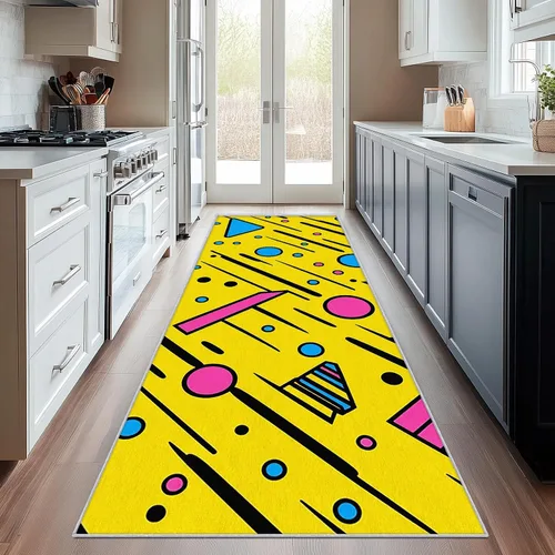 Miniatura 14 de Geometric Runner Rug 2x4 Small - Hallway Runner Rug Retro Mid Century Modern Abstract Pattern, Non Slip, Washable, Geometric Home Decor Carpet for