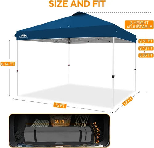 Miniatura 323 de EAGLE PEAK Tienda de campaña desplegable con bolsa de transporte con ruedas, 8 estacas, 4 cuerdas, 4 bolsas de peso, toldo de tienda de campaña