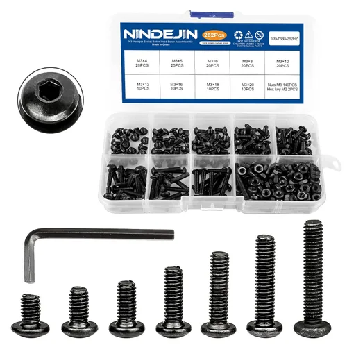 Miniatura 10 de NINDEJIN Tornillos métricos M3 de cabeza hexagonal de cabeza hueca, Allen Socket Drive M3 x 0.157 in/ 0.197 in / 0.236 in/ 0.315 in/ 0.394 in/ 0.472