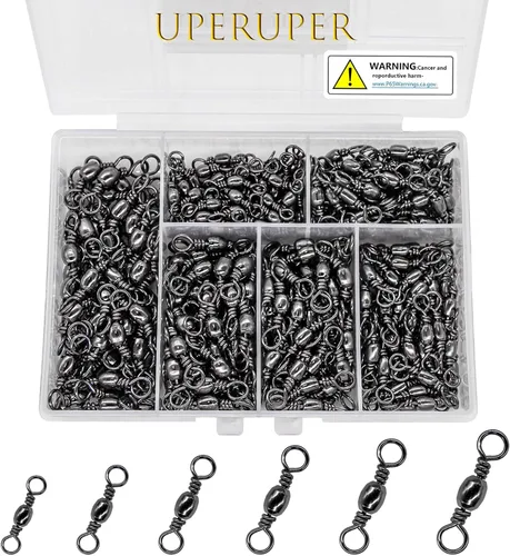 Miniatura 8 de Kit giratorio de barril de pesca, 300 piezas de acero inoxidable rodamiento conector a presión para agua salada pesca de agua dulce 2 3 4 5 6 7 Un