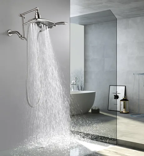 Miniatura 6 de BRIGHT SHOWERS Extensor de brazo de ducha de latón para lluvia y cabezal de ducha de mano, brazo de extensión universal de 14 pulgadas, altura