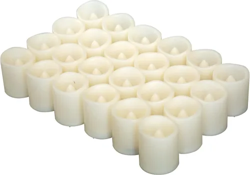 CANDLE CHOICE Velas votivas sin llama que funcionan con baterías, pequeñas luces de té LED eléctricas falsas parpadeantes realistas para Blanco