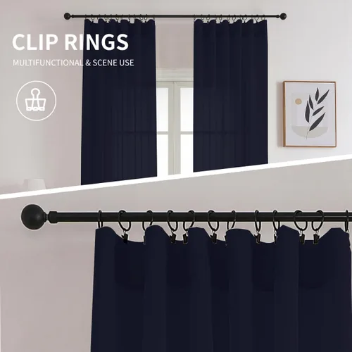 Miniatura 31 de CUCRAF Juego de 2 paneles de cortinas traslúcidas negras de 72 pulgadas de largo, con bolsillo para barra, cortinas de gasa para sala de estar