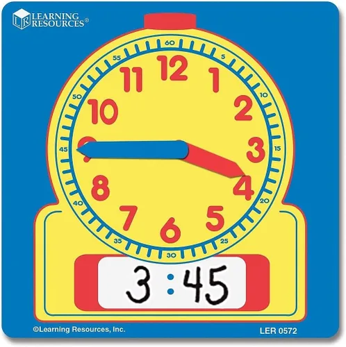 Learning Resources Escribe y borra los relojes de estudiante: ayuda a los niños a practicar el tiempo, manipuladores de matemáticas, escuela en