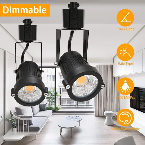 Miniatura 2 de Cabezales de iluminación de pista de 12 W, cabezales de luz de riel H para acento, tareas, obras de arte minoristas, luces negras de 110 V tipo H