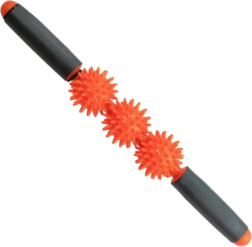 Tiger Tail Palillo de masaje con rodillo muscular de punto de presión, el rodillo puntiagudo, rodillo de 17 pulgadas con tres bolas de pinchos