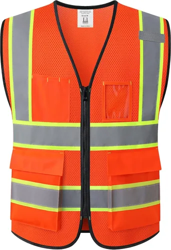 Miniatura 22 de Chaleco de seguridad reflectante para hombres y mujeres, chaleco de construcción que cumple con el estándar ANSI/ISEA Amarillo