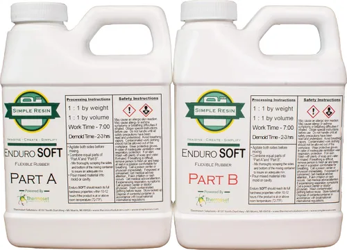 Enduro Soft – 2 partes de caucho fundido de poliuretano líquido – Resina de fundición de goma duradera – Tacto de goma suave (kit de 2 libras (kit