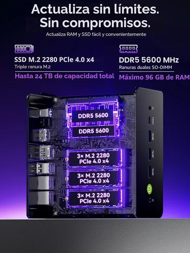 Miniatura 4 de GMKtec K15 AI Mini PC Oculink Intel Ultra 5 125U Procesador 32GB DDR5 512GB SSD, computadora de escritorio AI Boost, 3X M.2 2280 expansión