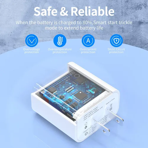 Miniatura 4 de Cargador USB C para iPhone, carga rápida, paquete de 3 unidades de 20 W, tipo C, cargador de pared con cable de carga USB C de 6 pies de largo