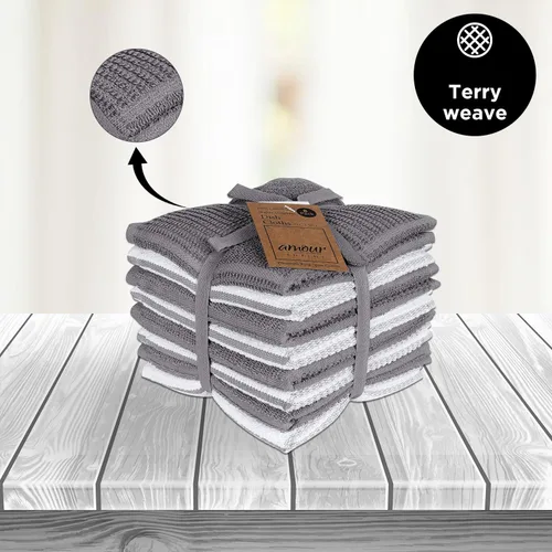 Miniatura 6 de AMOUR INFINI Juego de 8 paños de cocina para lavar platos, altamente absorbentes, súper suaves, trapos reutilizables de secado rápido para limpiar