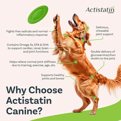 Miniatura 3 de Actistatin Masticables suaves caninos para perros grandes, 120 unidades – Articulación de fuerza extra patentada, cartílago, suplemento de tejido