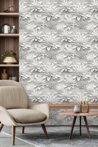 Miniatura 15 de Papel tapiz floral 3D para despegar y pegar, efecto visual 3D, 17.7"x78.7" pulgadas, autoadhesivo, extraíble, flor marrón amarillento, papel tapiz