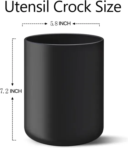 Miniatura 6 de LATCHHOOK Soporte para Utensilios de Cocina Negro para Encimera, Grande 7.2 Recipiente de Cerámica Mate para Utensilios de Cocina para Mostrador