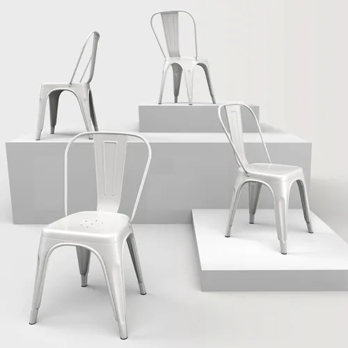 Miniatura 22 de Juego de 8 sillas de comedor de metal, sillas apilables estilo tolix con respaldo, diseñadas para el comedor diario, en interiores, cocina y comedor