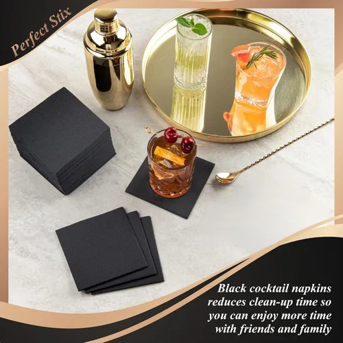 Miniatura 4 de Servilletas perfectas de 2 capas. 100ct servilletas de papel para cóctel. Dos capas., Negro, 100