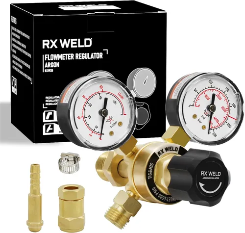 RX WELD Reguladores de argón, medidores de gas para soldadura, regulador para MIG y TIG, conexión de entrada CGA580