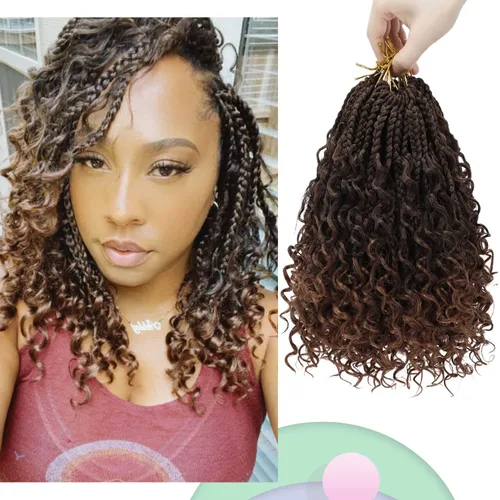 Miniatura 16 de Goddess Box Braids 1B3330 - Trenzas de ganchillo bohemias de 10 pulgadas para mujeres negras, paquete de 7 paquetes de trenzas bohemias preenlazadas