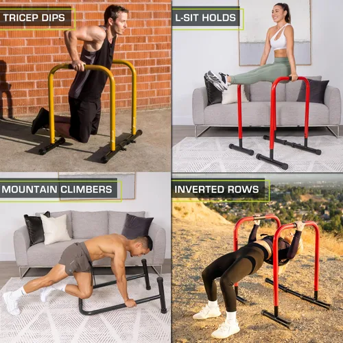 Miniatura 5 de ProsourceFit Estación de soporte de inmersión, barra de prensa de cuerpo resistente Ultimate con conector de seguridad para inmersiones de tríceps
