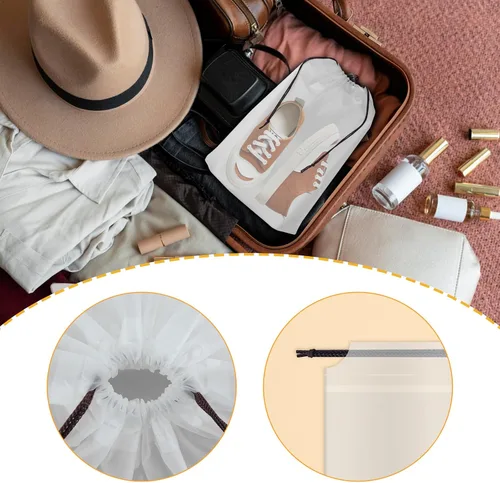 Miniatura 3 de Riuog Bolsas de zapatos transparentes con cuerda, bolsa de almacenamiento transparente portátil, para organizar zapatos grandes y transparentes