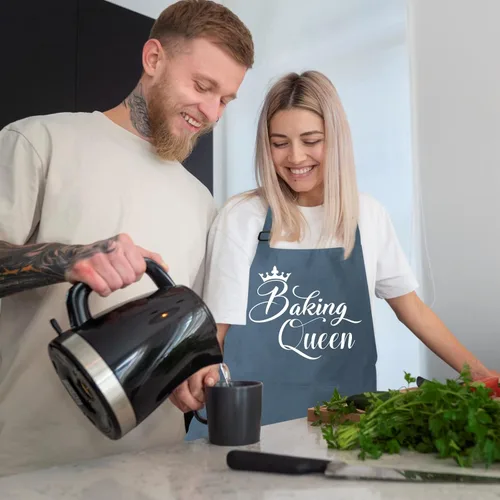 Miniatura 7 de Delantales divertidos para hornear para mujer, bonito regalo para panaderos, delantal de reina, delantal de cocina con 2 bolsillos, delantal
