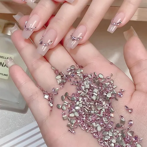 Miniatura 9 de Diamantes de imitación para uñas, 300 piezas de cristales AB, gemas de múltiples formas, diamantes de imitación de parte trasera plana, para arte