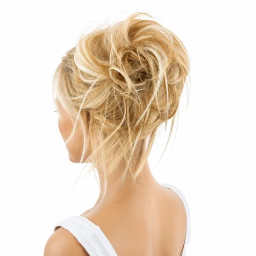 Miniatura 22 de CAISHA Prettyshop - Banda elástica XXL tipo postizo de cabello voluminoso ondulado, ideal para peinados recogidos de novias o rodetes desaliñados
