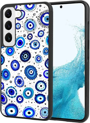 Linda funda de ojos azules para Samsung Galaxy S22 Ultra Niñas Mujeres Hippie Indie diseño suave TPU parte trasera dura a prueba de golpes