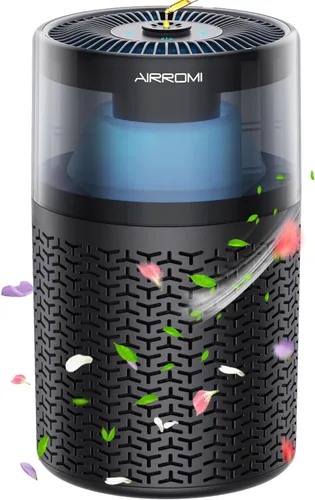AIRROMI Purificador de aire para mascotas para el hogar y el dormitorio, filtro de carbón activado HEPA, elimina la caspa y el olor de las mascotas,