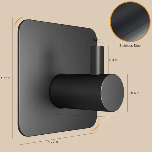 Miniatura 2 de Honmein 6 ganchos adhesivos de pared para colgar, ganchos de ducha impermeables, ganchos de toalla resistentes para baños, cocinas y oficinas (negro)