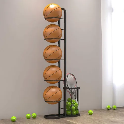 Soporte de almacenamiento para pelotas de baloncesto, organizador de almacenamiento de equipo deportivo de garaje de 5 niveles, estante de