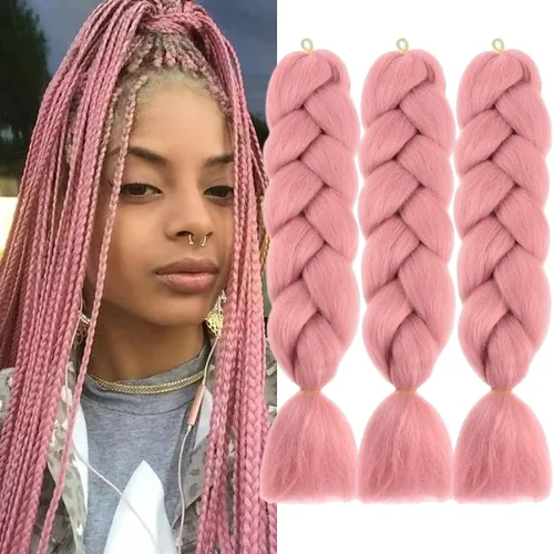 Miniatura 41 de Beige (613#) 6 paquetes de cabello trenzado de 24 pulgadas, de fibra sintética, sin picazón, extensiones de cabello para trenzar jumbo, textura