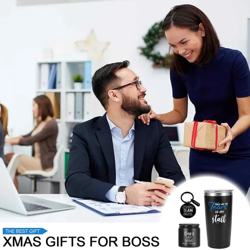 Miniatura 6 de Regalos NXPOY para jefe, regalo del día del jefe para hombre, Navidad. Acción de Gracias, regalos de cumpleaños para jefes líderes, Vaso+ Llavero+