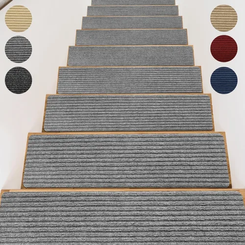 Miniatura 11 de Alfombras para peldaños de madera - Cinta antideslizante para alfombra de escaleras, pelar y pegar con cinta adhesiva doble, juego de 15 hojas