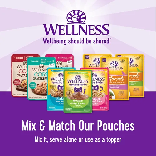 Miniatura 5 de Wellness CORE Tiny Tasters - Alimento húmedo en paté para gatos adultos, natural, rico en proteínas, sin granos, bolsa de 1.75 onzas, paquete de 12