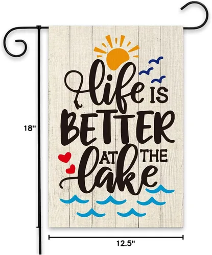Miniatura 7 de ShuanQ - Bandera de bienvenida de doble cara para el hogar, patio, exterior, lago, decoración de casa, Life is Better at the Lake para patio