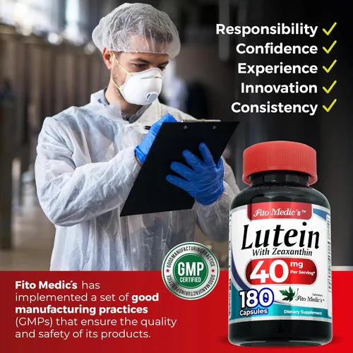Miniatura 6 de FITO MEDIC'S Lab Luteína 180 Cápsulas 40 mg Suplementos de Luteína 40 mg Luteína y zeaxantina Extracto Concentrado Luteína 40 mg