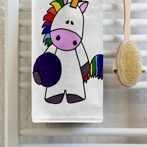 Miniatura 2 de 3dRose Toalla, Fresco Divertido Lindo Unicornio Blanco Bowling Dibujos Fresco divertido lindo unicornio blanco bolos dibujos animados