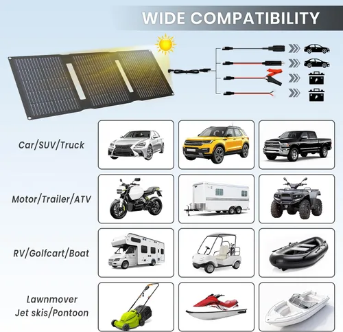 Miniatura 5 de FlexSolar Kits de mantenimiento de cargador de goteo de panel solar plegable de 15 W, salida USB y CC de 12 V con controlador integrado, incluye