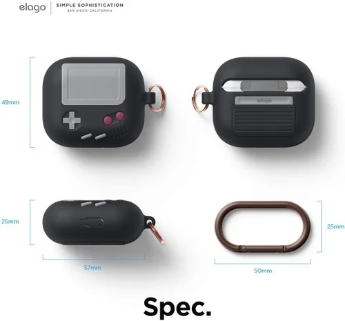 Miniatura 9 de elago AW5 - Funda compatible con AirPods de 3ª generación (2021), diseño clásico de consola de juegos portátil compatible con Apple AirPods 3, Negro
