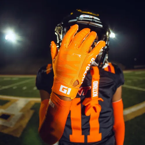 Miniatura 6 de Nxtrnd G1 - Guantes de fútbol juvenil, guantes receptores adhesivos para niños Naranja