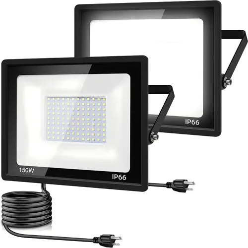 Miniatura 11 de Paquete de 2 luces LED de inundación para exteriores, luz de trabajo LED de 50 W, 5500 lm con enchufe de EE. UU. de 6 pies, luces de seguridad