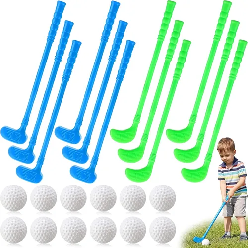 Miniatura 11 de Juego de 24 palos de golf de plástico para niños pequeños, regalos de fiesta de cumpleaños de golf, clubes y pelotas para niños, niños pequeños