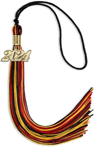 Miniatura 128 de Endea Graduation Borla mixta de triple color con gota de fecha dorada (negro/dorado/blanco, 2021)