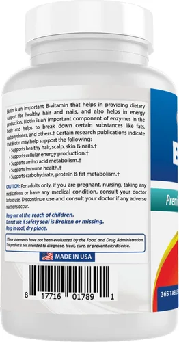 Miniatura 7 de Best Naturals Biotina (también llamada vitamina B7), tabletas de 10,000 mcg (365 unidades (paquete de 3))