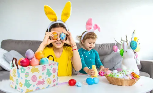 Miniatura 5 de g - Paquete de 3 cestas de Pascua rectangulares, organizadores de almacenamiento de Pascua para niños y niñas, decoración de huevos de conejo