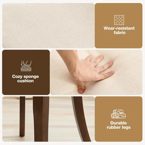 Miniatura 7 de UVV Juego de 2 sillas de comedor de madera, sillas de comedor modernas de mediados de siglo tapizadas en tela para cocina y comedor, silla de cena