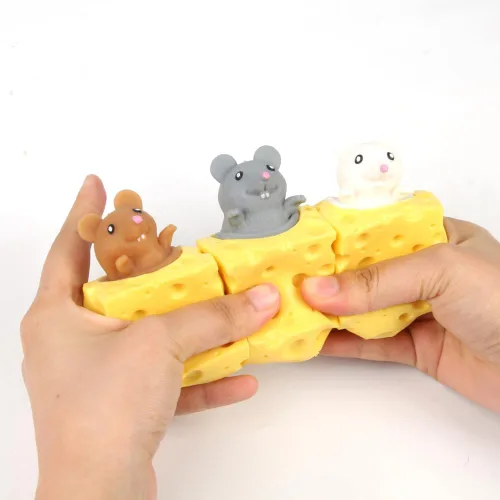 Miniatura 2 de Juguete para Apretar de Ratón de Queso Divertidos Juguetes Fidget 3 Piezas para Alivio del Estrés Ansiedad Tensión Regalo Sensorial Recuerdo