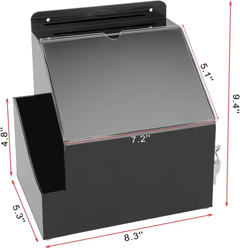 Miniatura 4 de BTSKY Caja de sugerencias de acrílico con candado, caja de donación acrílica montada en la pared con ranura para letreros de 5 x 7 pulgadas, urnas